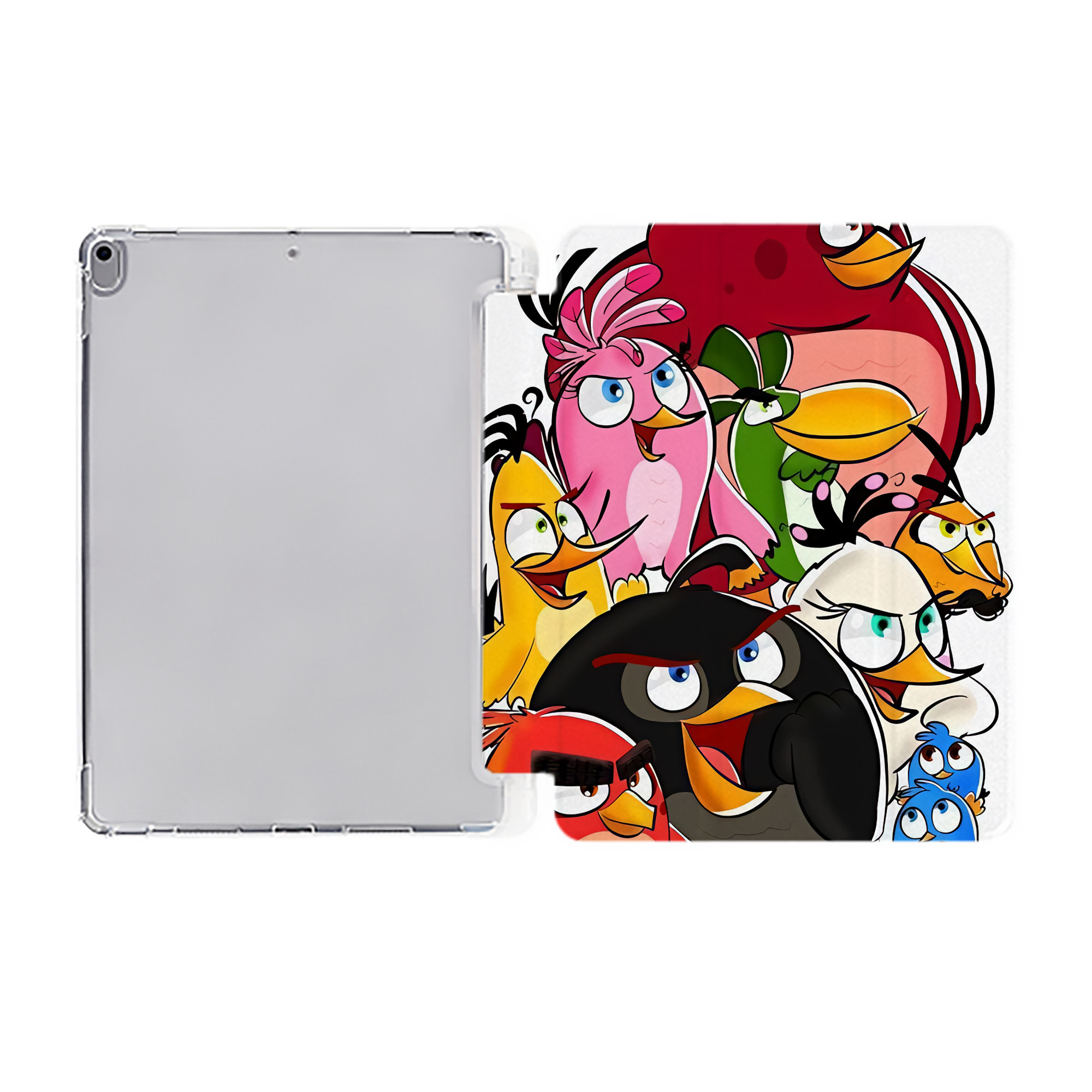 （画像用） Angry Birds アングリーバード IPad ケース ペン収納付き 三つ折りスタンド PUレザー×シリコン 対応機種9.5/10.5/10.9インチ